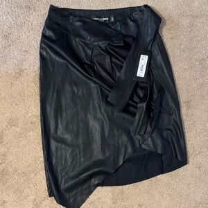 New York & Company Black Asymmetrical Faux Leather Skirt